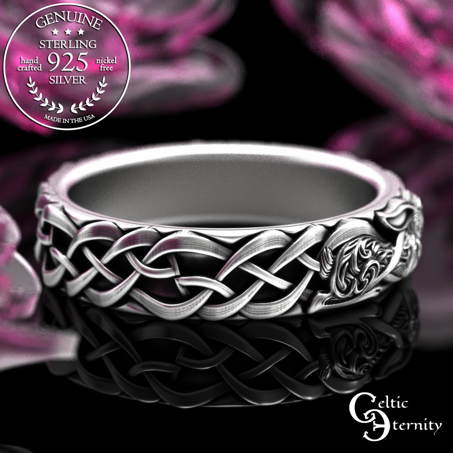 Sterling Matching Set of Celtic Bunny Rabbit Wedding Bands, 2140 2143