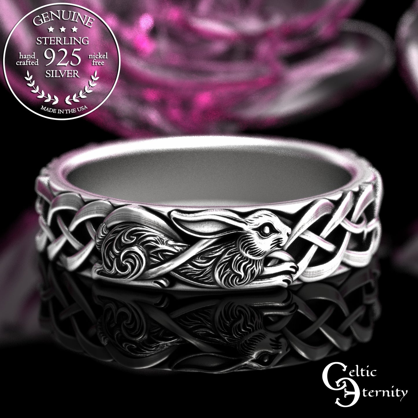 Woman's Sterling Irish Rabbit Wedding Band, 2140