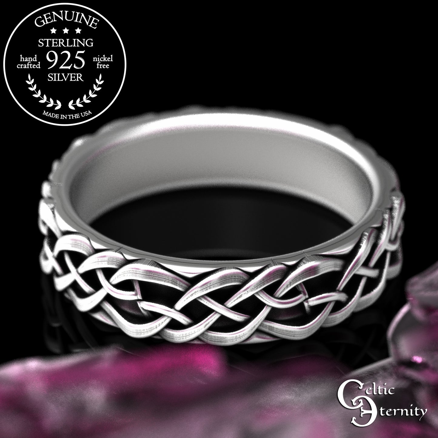 Sterling Matching Set of Celtic Bunny Rabbit Wedding Bands, 2140 2143