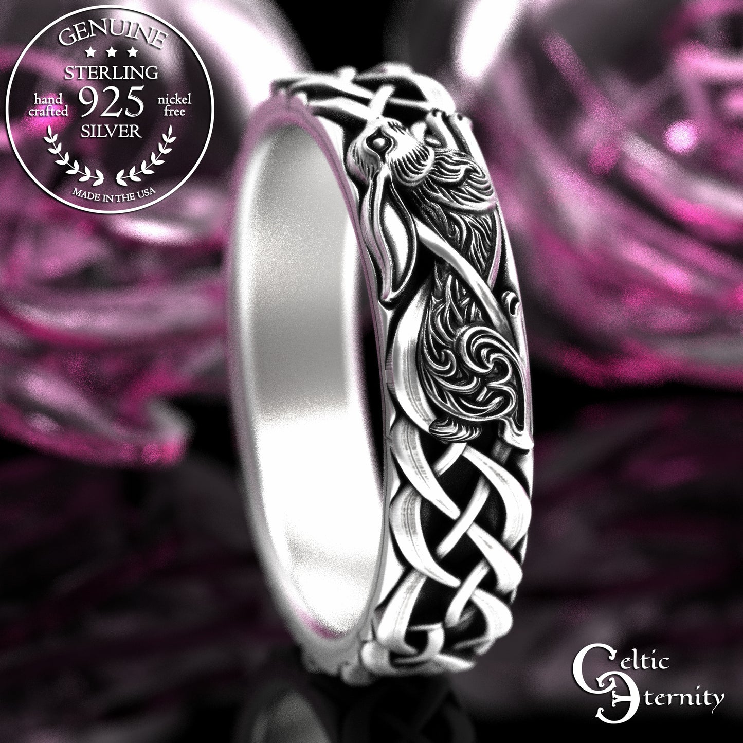 Woman's Sterling Irish Rabbit Wedding Band, 2140