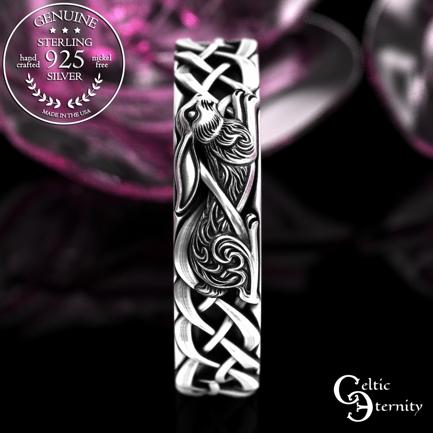 Woman's Sterling Irish Rabbit Wedding Band, 2140