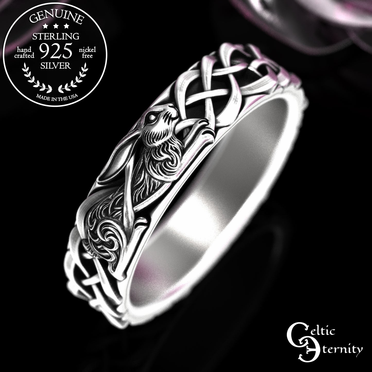 Woman's Sterling Irish Rabbit Wedding Band, 2140