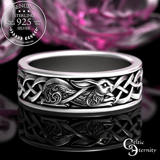 Men's Sterling Celtic Rabbit Wedding Band, 2143