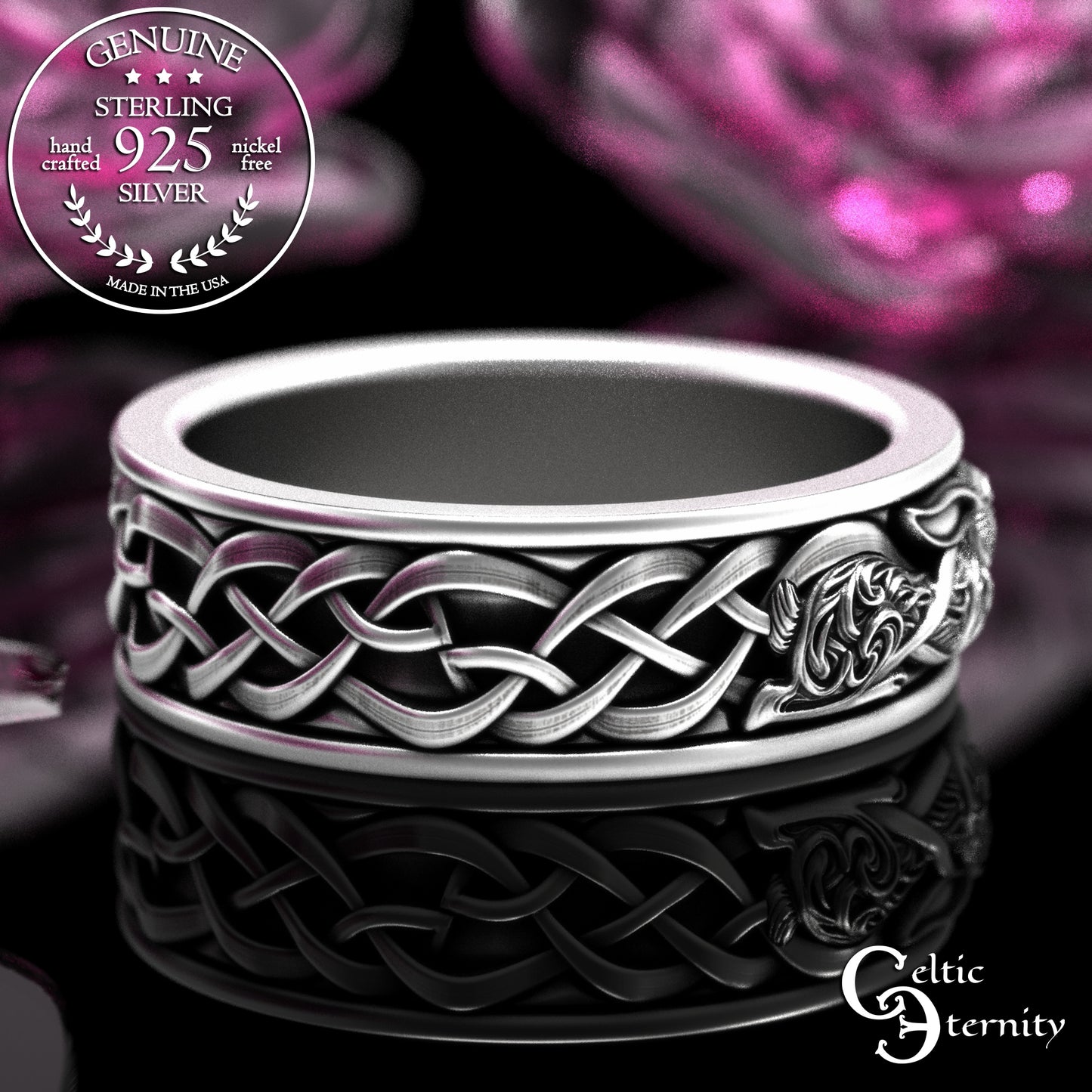 Sterling Matching Set of Celtic Bunny Rabbit Wedding Bands, 2140 2143