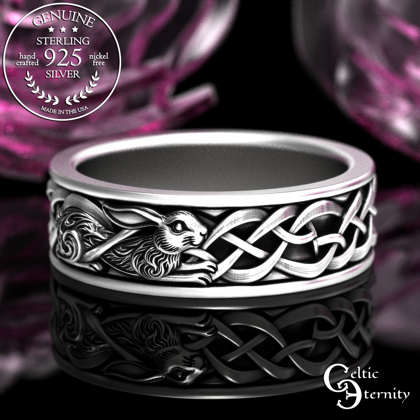 Men's Sterling Celtic Rabbit Wedding Band, 2143