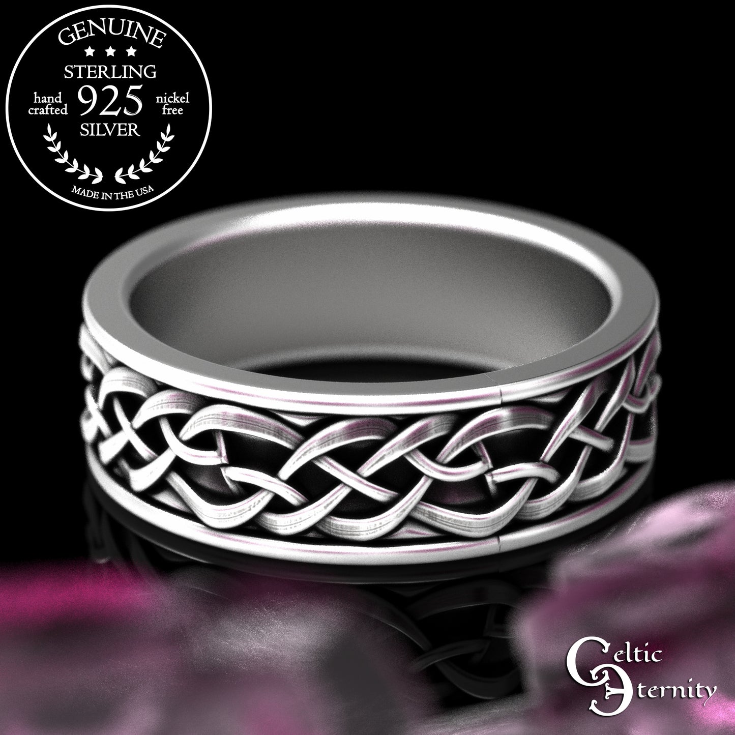 Sterling Matching Set of Celtic Bunny Rabbit Wedding Bands, 2140 2143