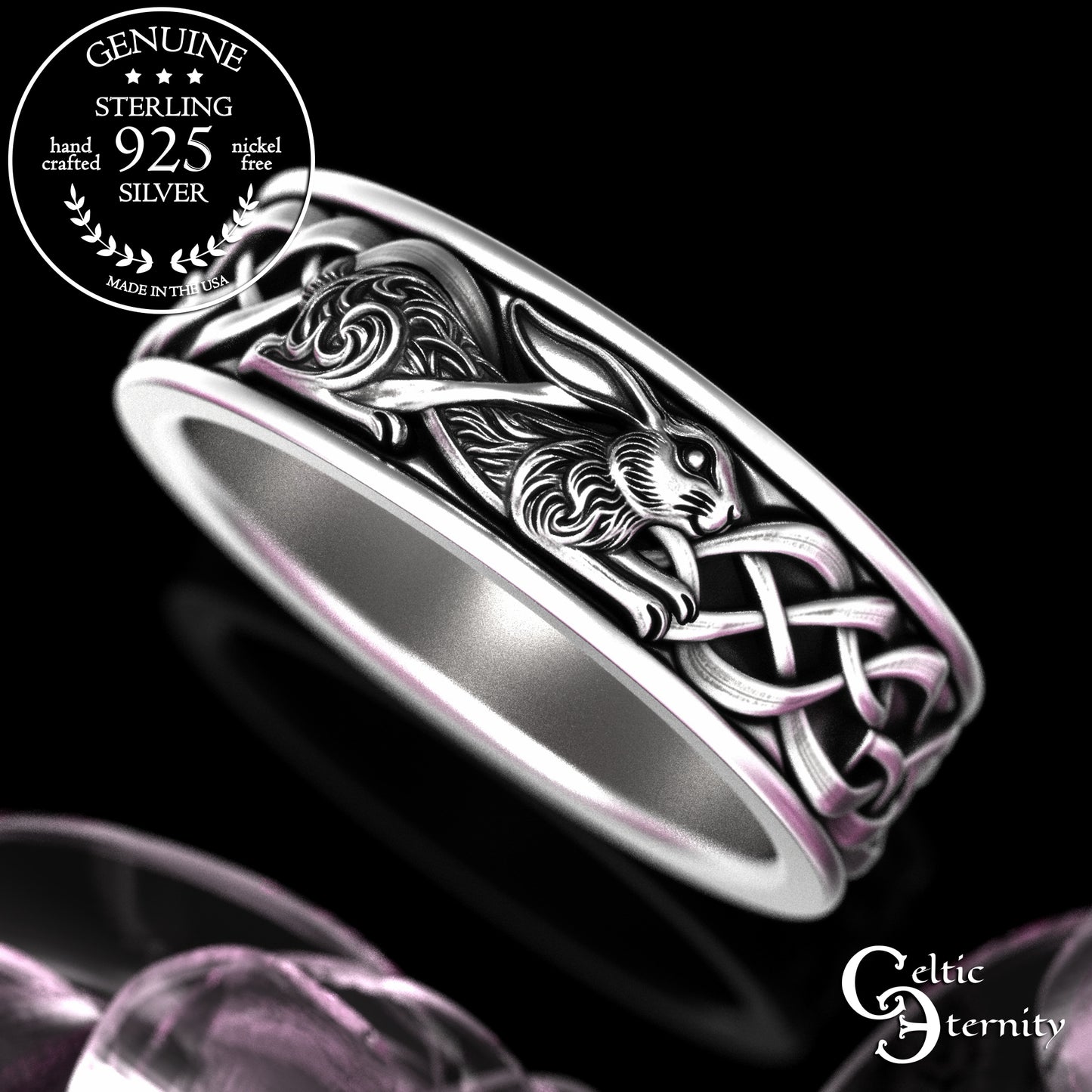 Men's Sterling Celtic Rabbit Wedding Band, 2143