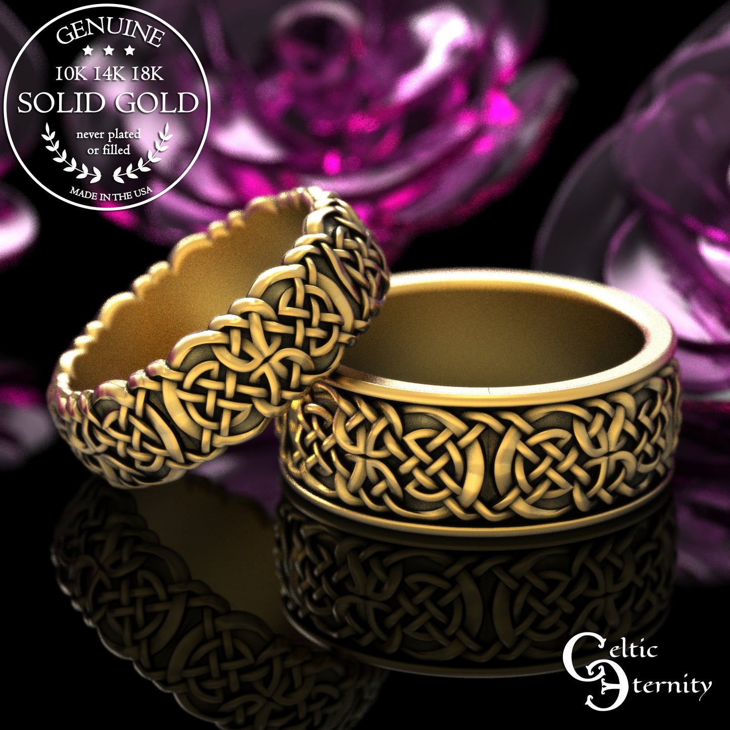 Sterling Silver Men's Viking Knotwork Wedding Band, 2145