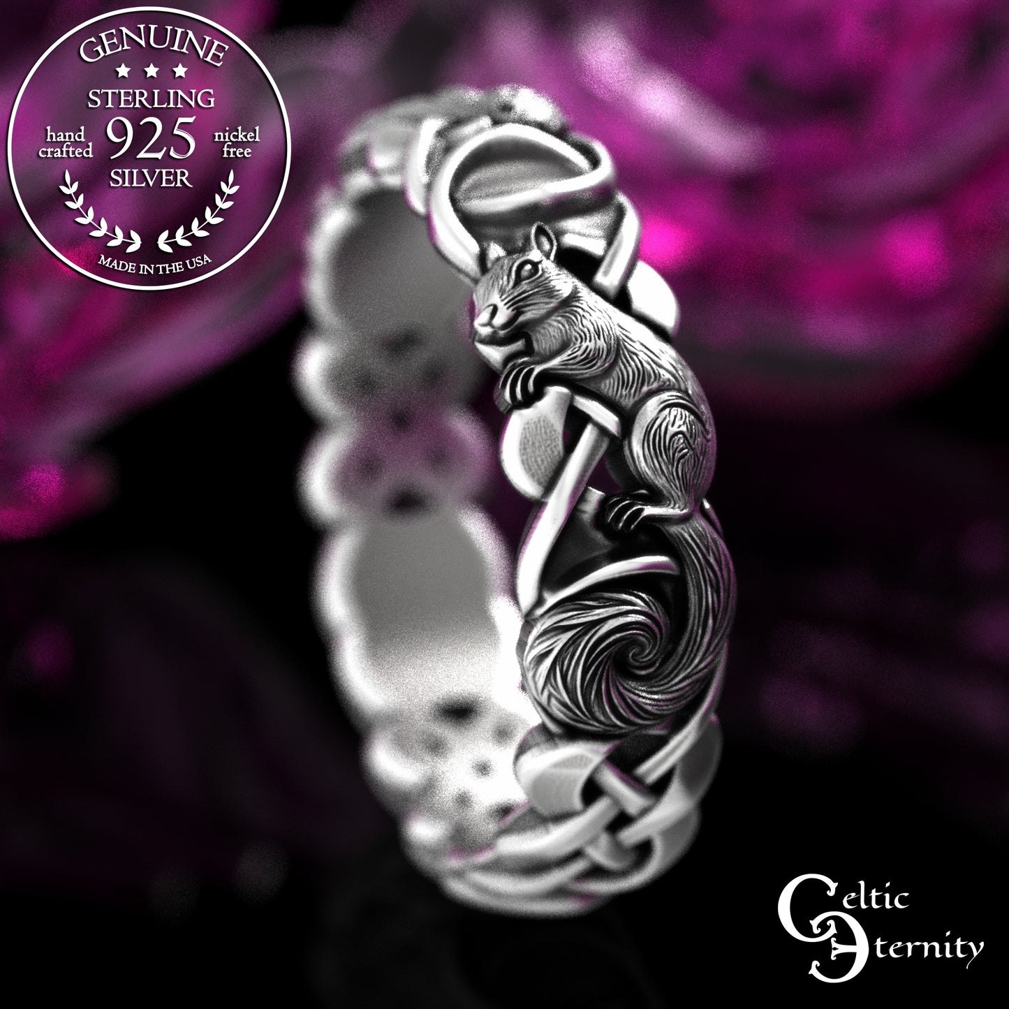 Sterling Matching Squirrels with Infinity Knotwork Wedding Band Set, 2149 2150
