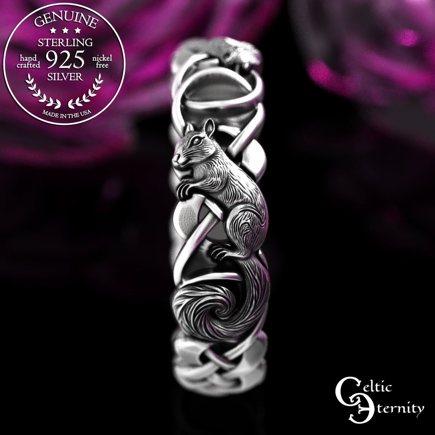 Sterling Matching Squirrels with Infinity Knotwork Wedding Band Set, 2149 2150