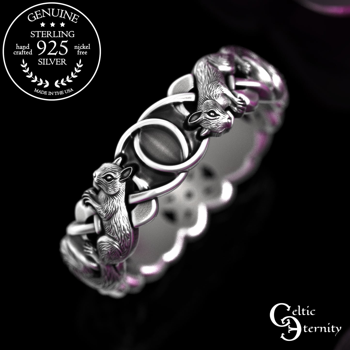 Woman's Sterling Celtic Squirrel Infinity Knotwork Wedding Band, 2149