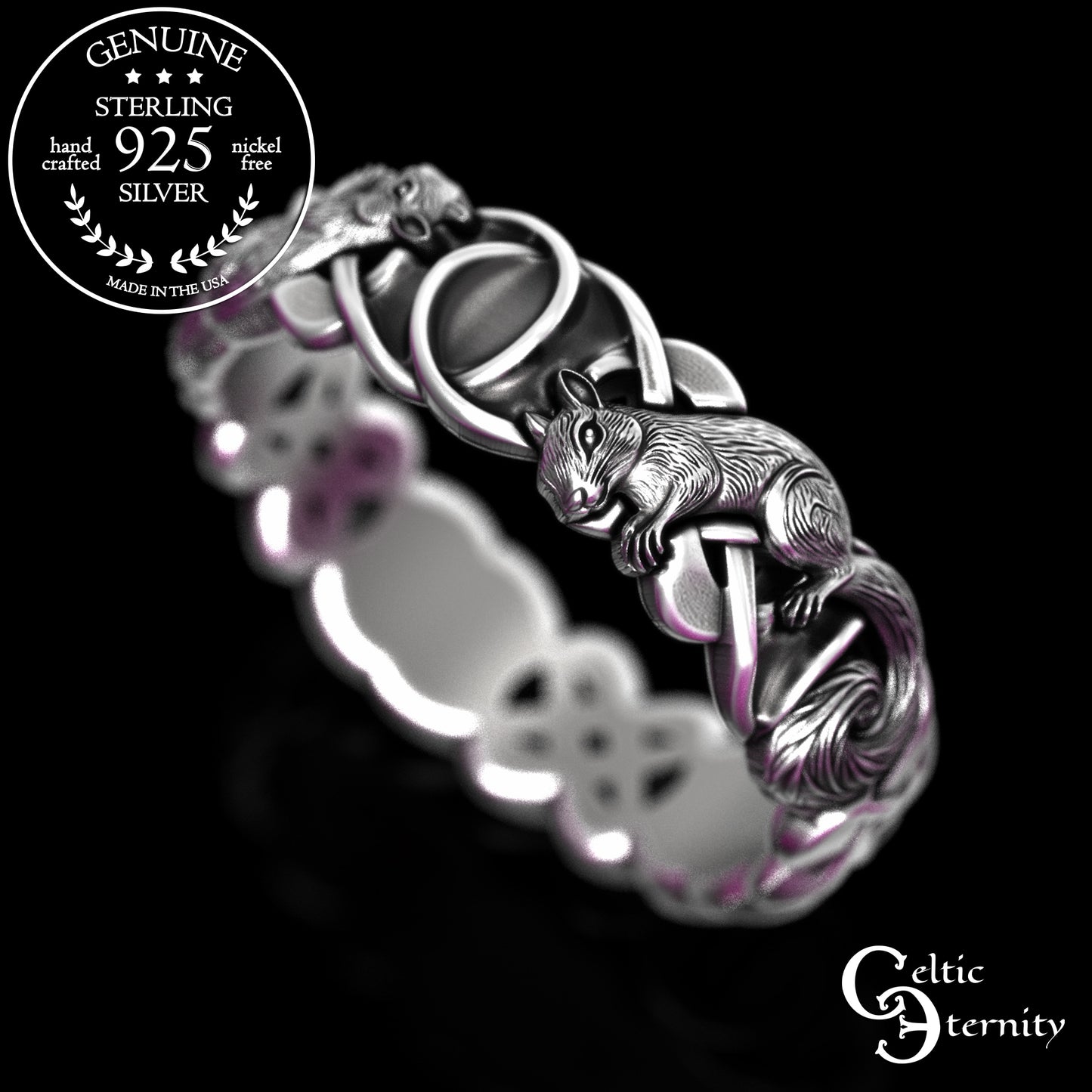 Woman's Sterling Celtic Squirrel Infinity Knotwork Wedding Band, 2149