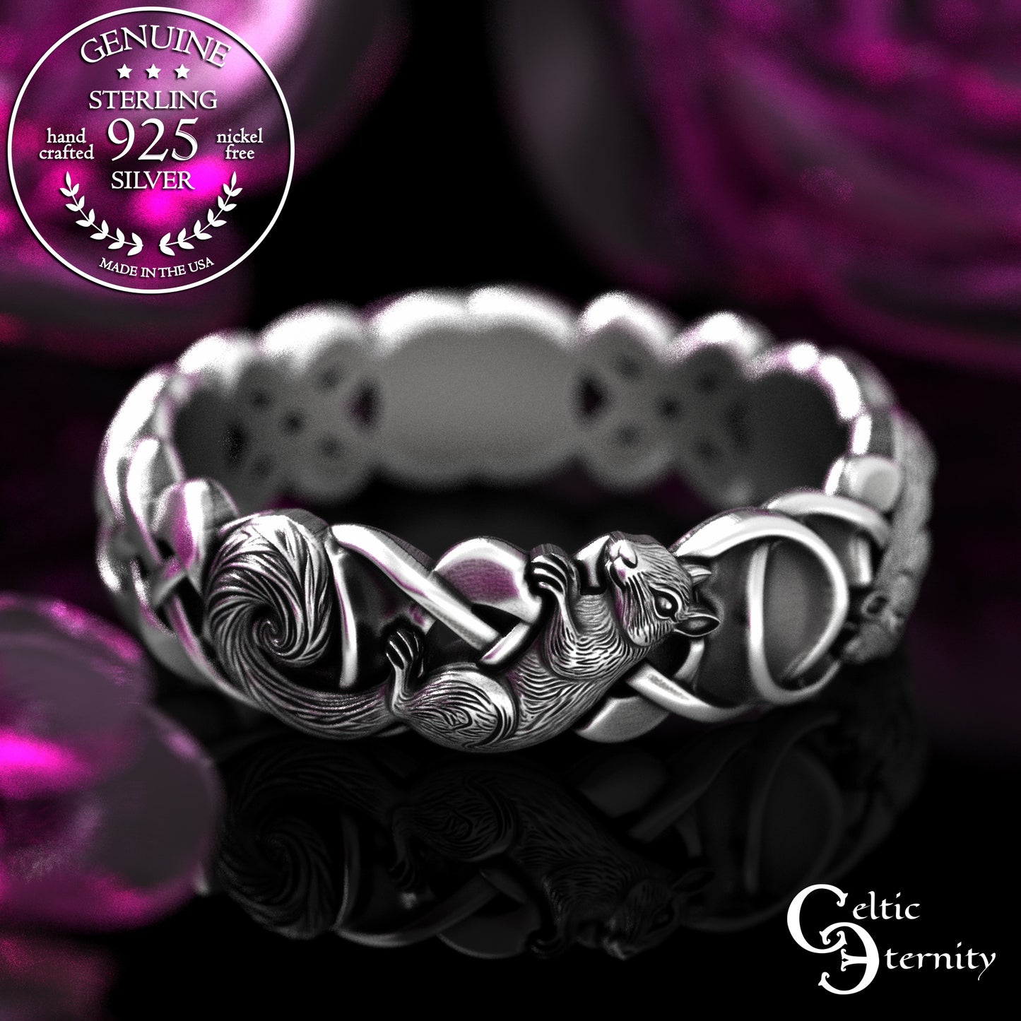 Woman's Sterling Celtic Squirrel Infinity Knotwork Wedding Band, 2149
