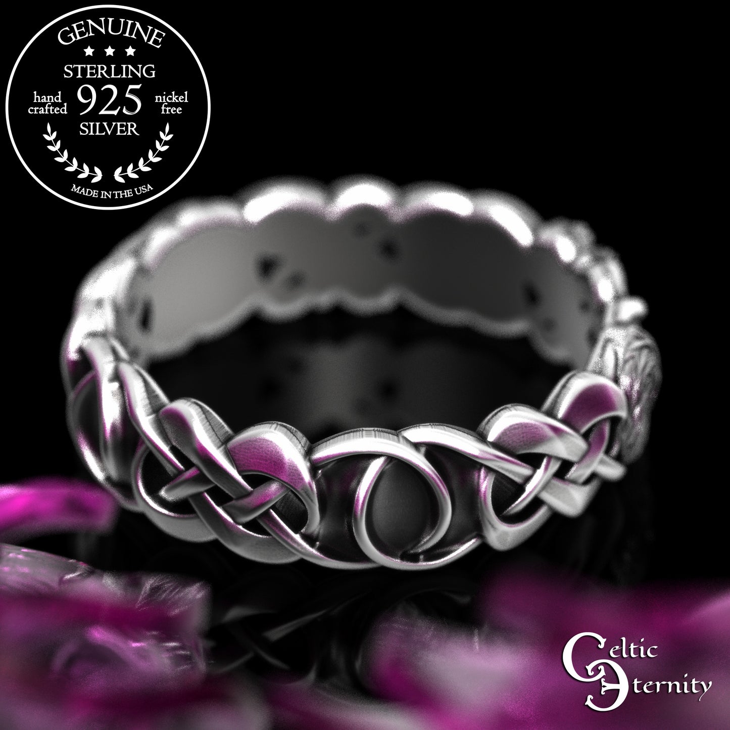 Sterling Matching Squirrels with Infinity Knotwork Wedding Band Set, 2149 2150