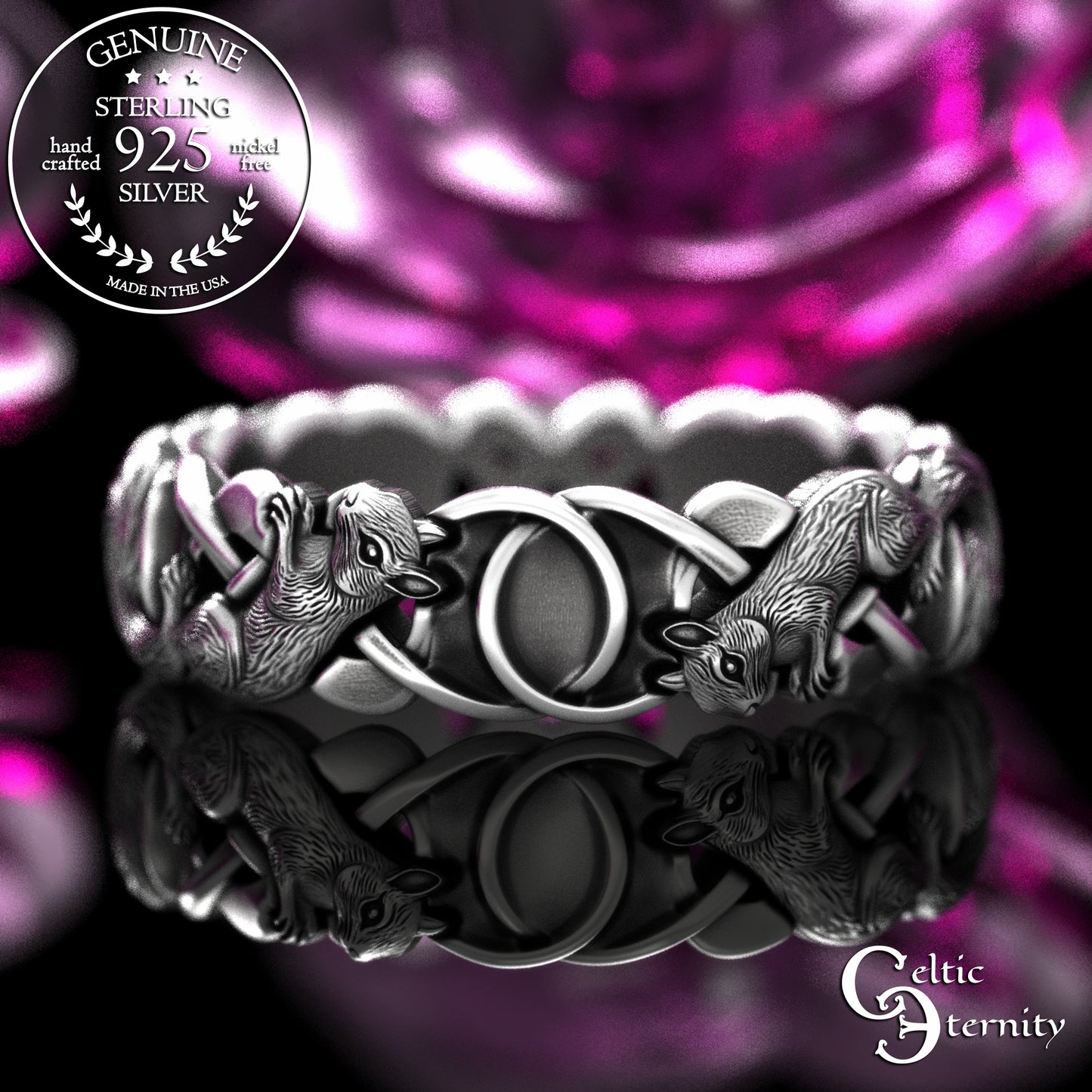 Woman's Sterling Celtic Squirrel Infinity Knotwork Wedding Band, 2149