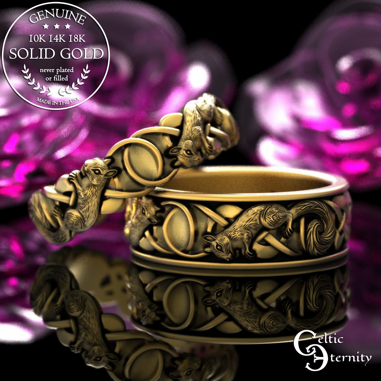 Sterling Matching Squirrels with Infinity Knotwork Wedding Band Set, 2149 2150