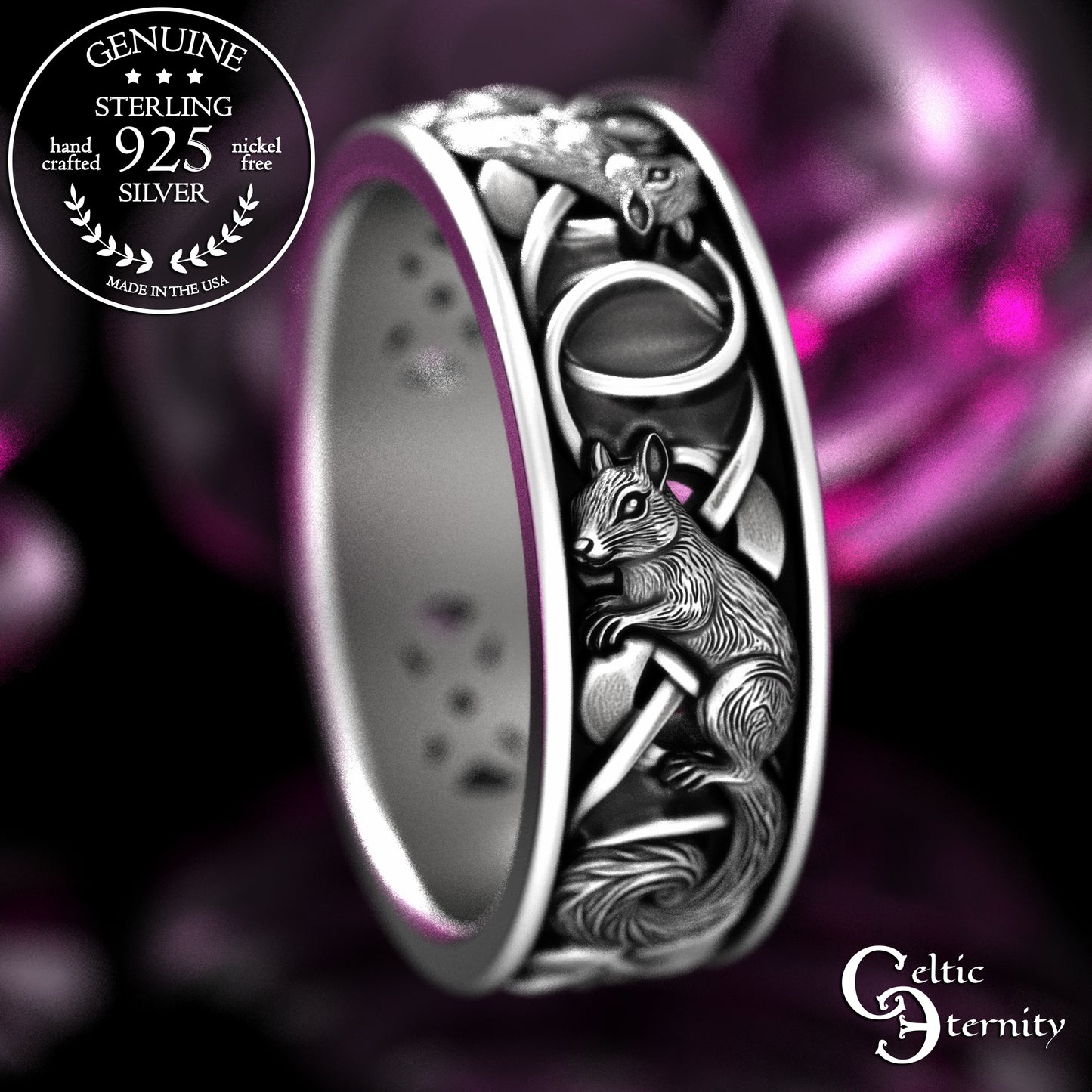 Sterling Matching Squirrels with Infinity Knotwork Wedding Band Set, 2149 2150