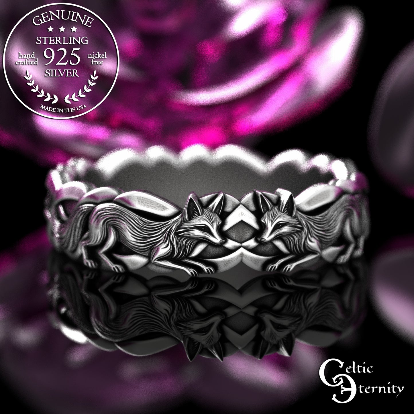 Woman's Sterling Irish Fox Soulmate Wedding Band, 2152