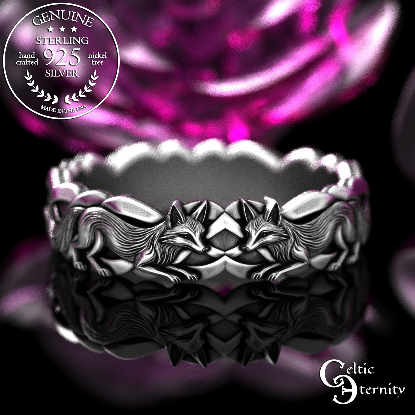 Woman's Sterling Irish Fox Soulmate Wedding Band, 2152