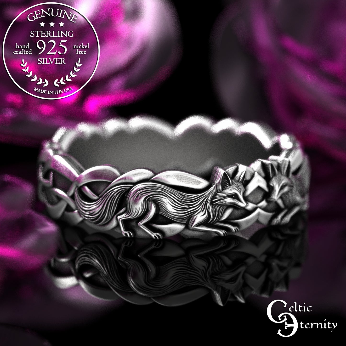 Woman's Sterling Irish Fox Soulmate Wedding Band, 2152
