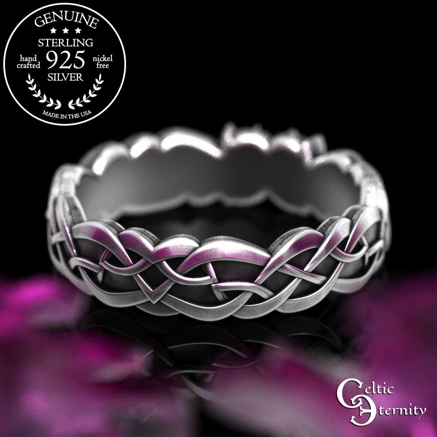 Sterling His & Hers Celtic Fox Wedding Band Set, 2152 2153