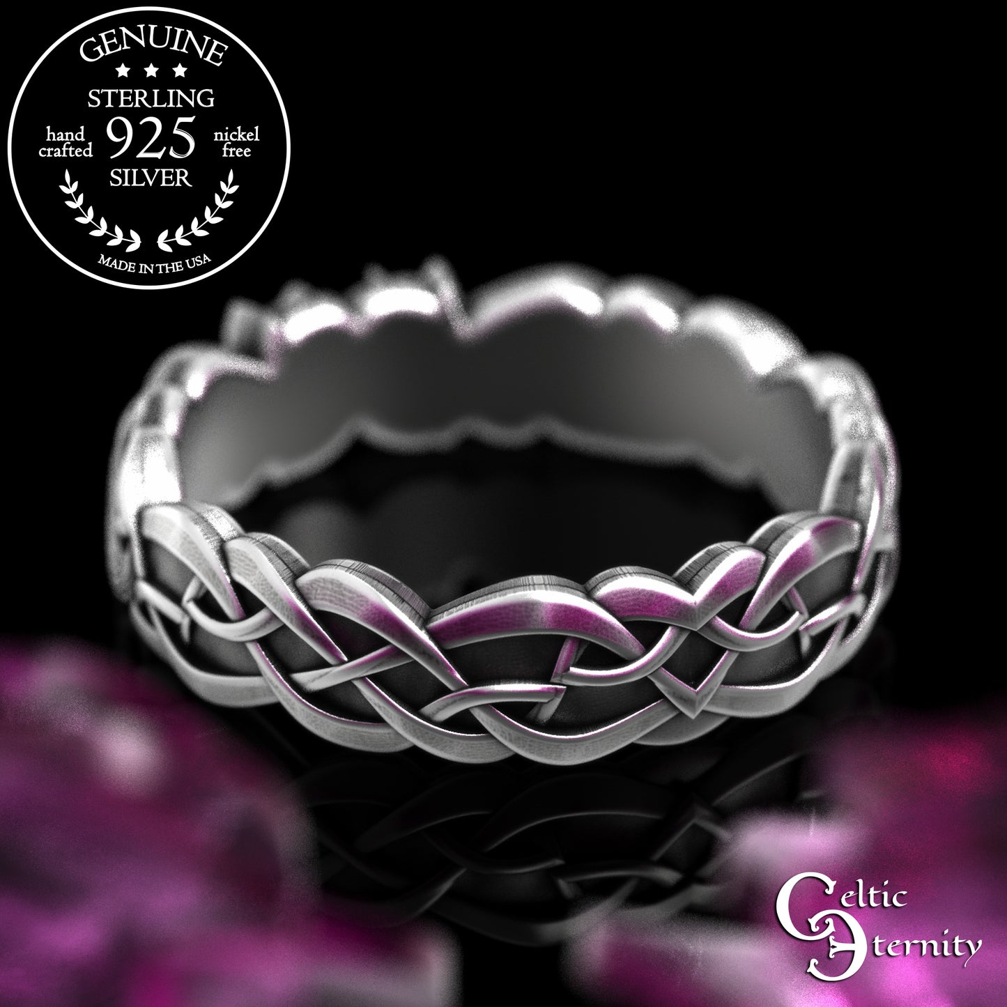 Sterling His & Hers Celtic Fox Wedding Band Set, 2152 2153