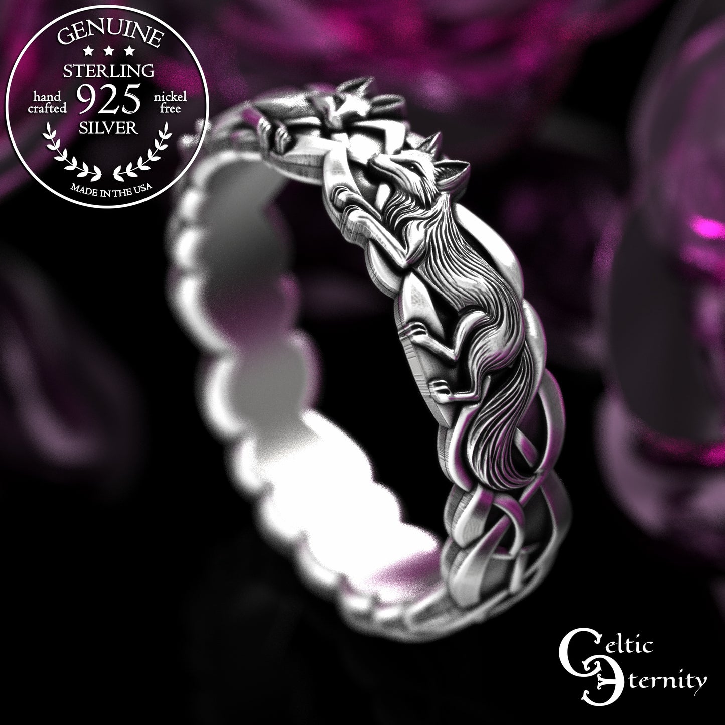 Woman's Sterling Irish Fox Soulmate Wedding Band, 2152