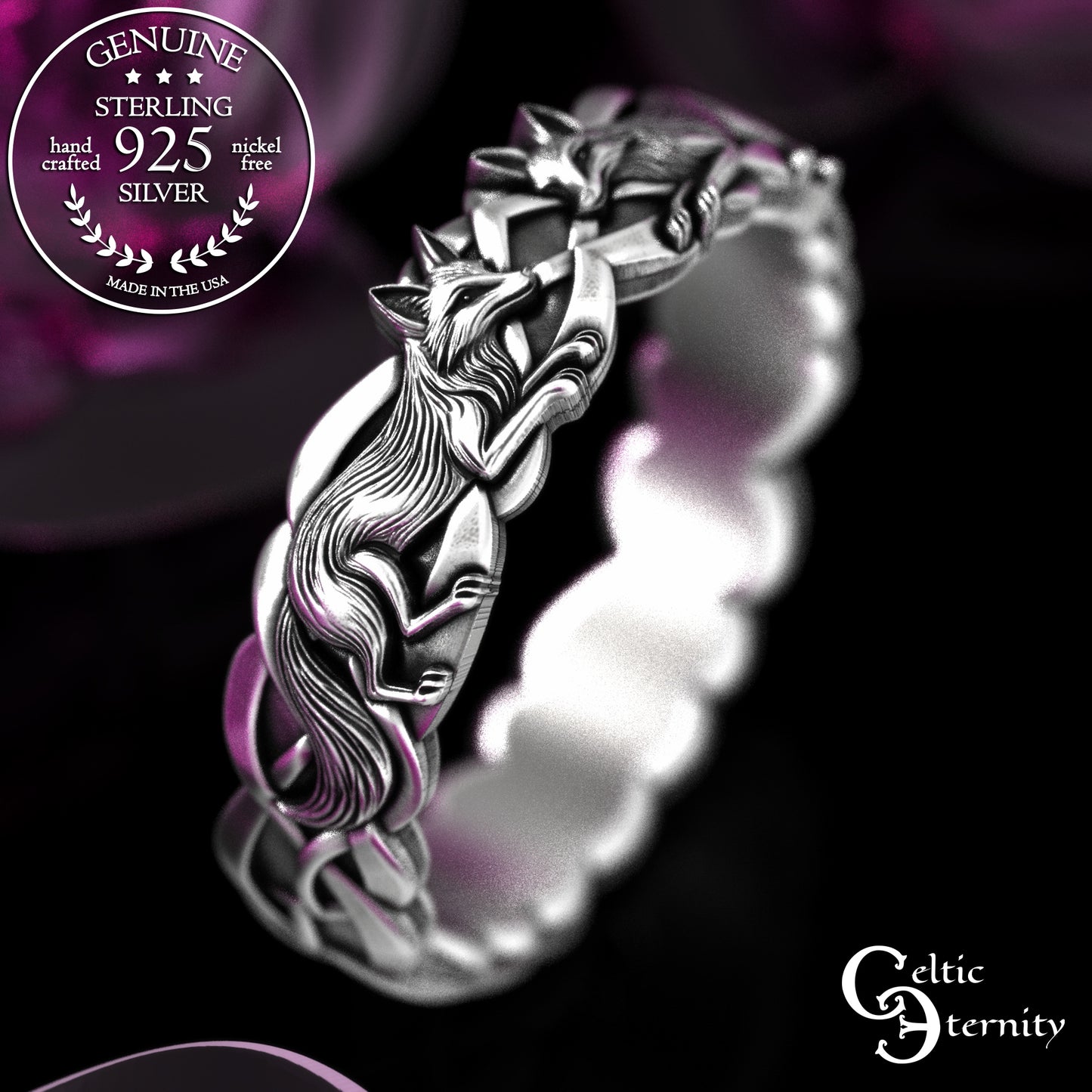 Woman's Sterling Irish Fox Soulmate Wedding Band, 2152