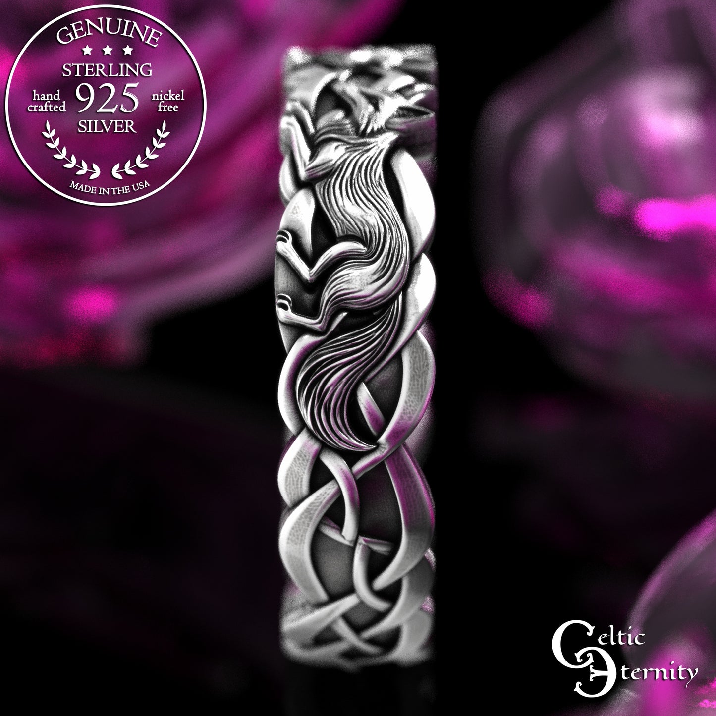 Woman's Sterling Irish Fox Soulmate Wedding Band, 2152