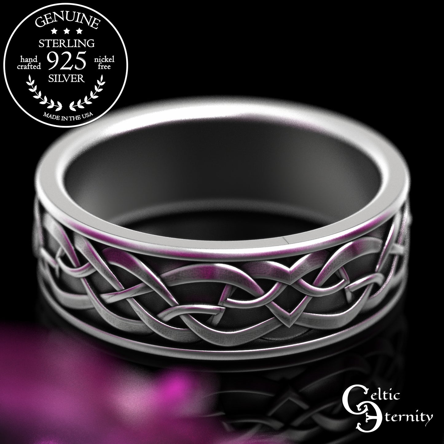 Sterling Men's Celtic Fox Wedding Band, 2153
