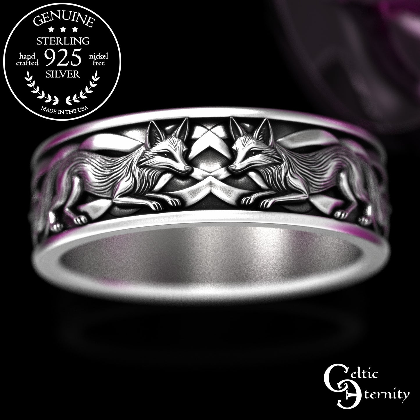 Sterling Men's Celtic Fox Wedding Band, 2153