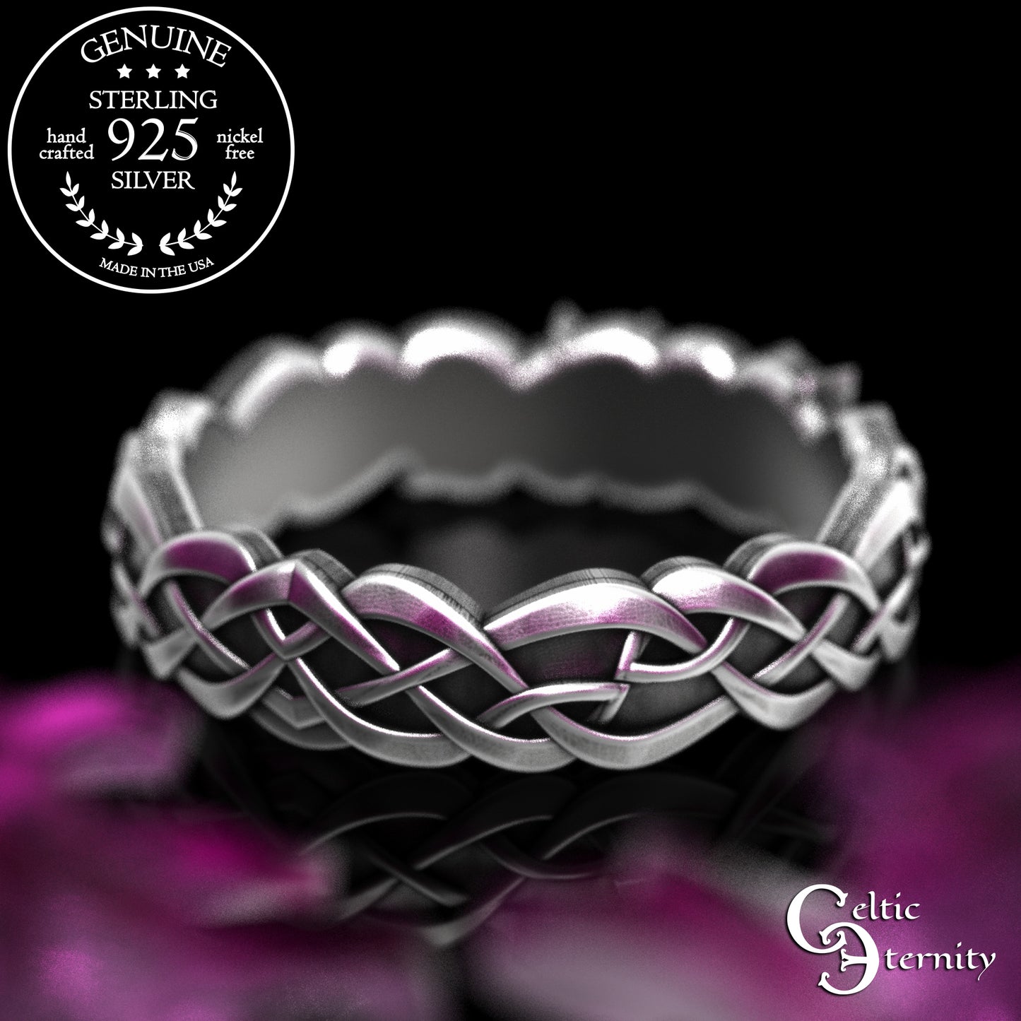 Woman's Sterling Celtic Cats Wedding Band, 2154