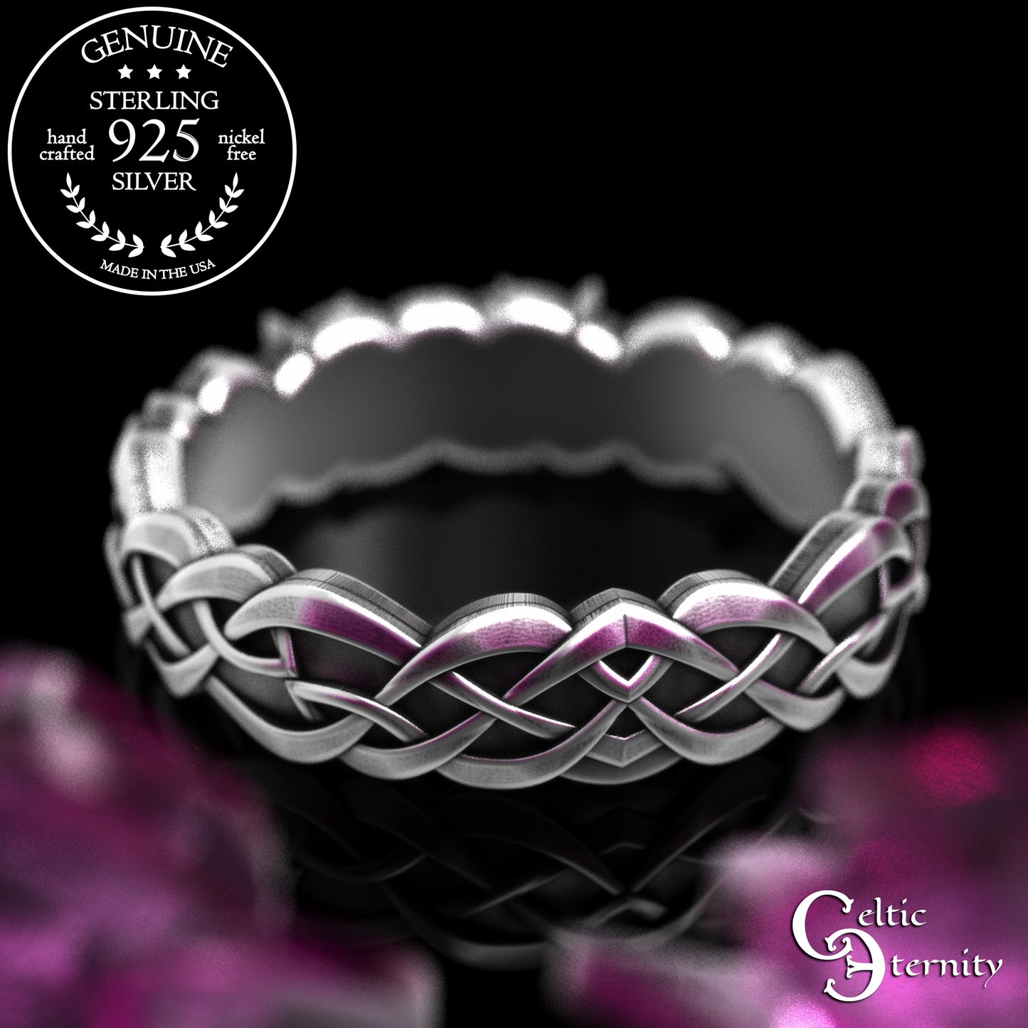 Woman's Sterling Celtic Cats Wedding Band, 2154