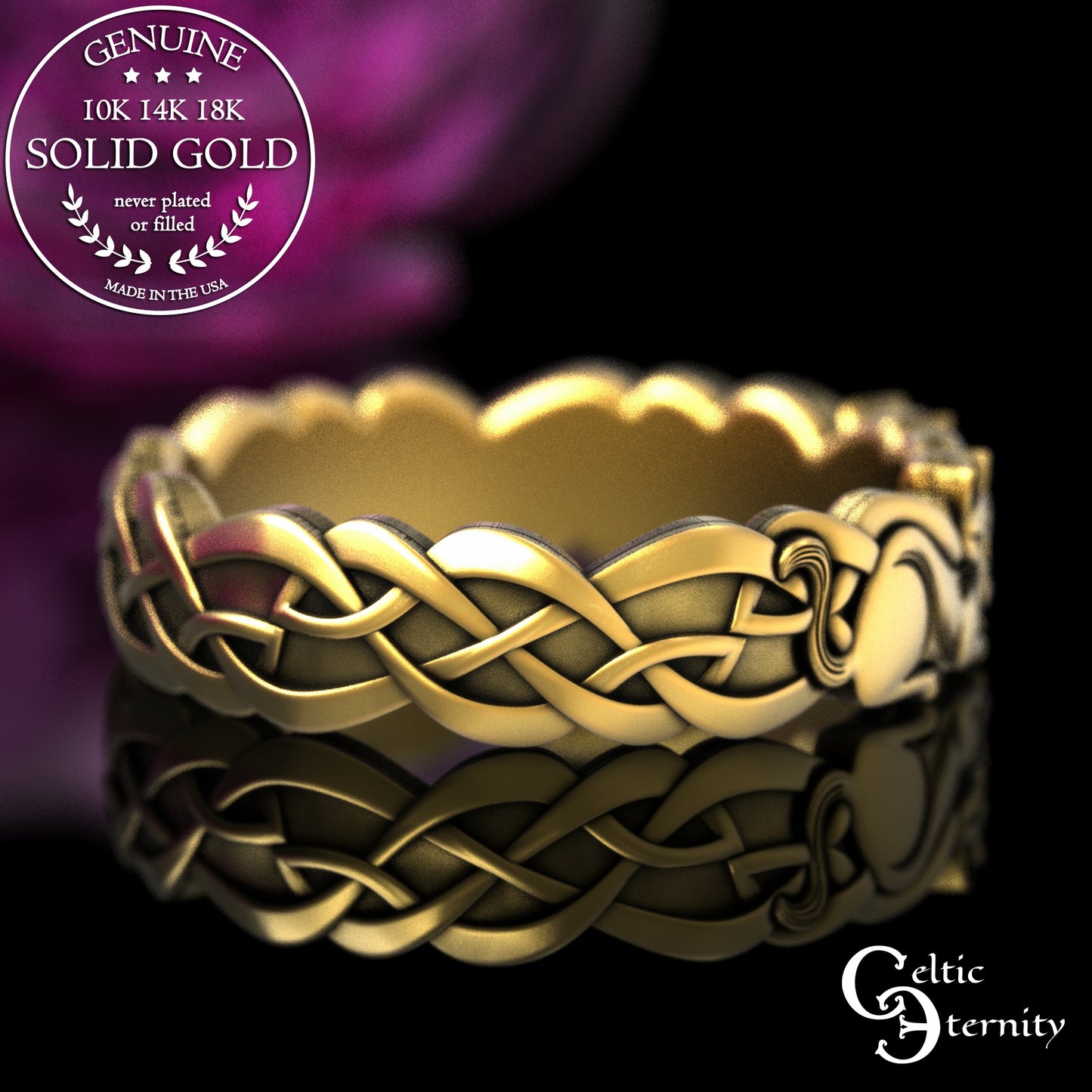 Gold or Platinum Woman's Celtic Cats Wedding Band, 2154