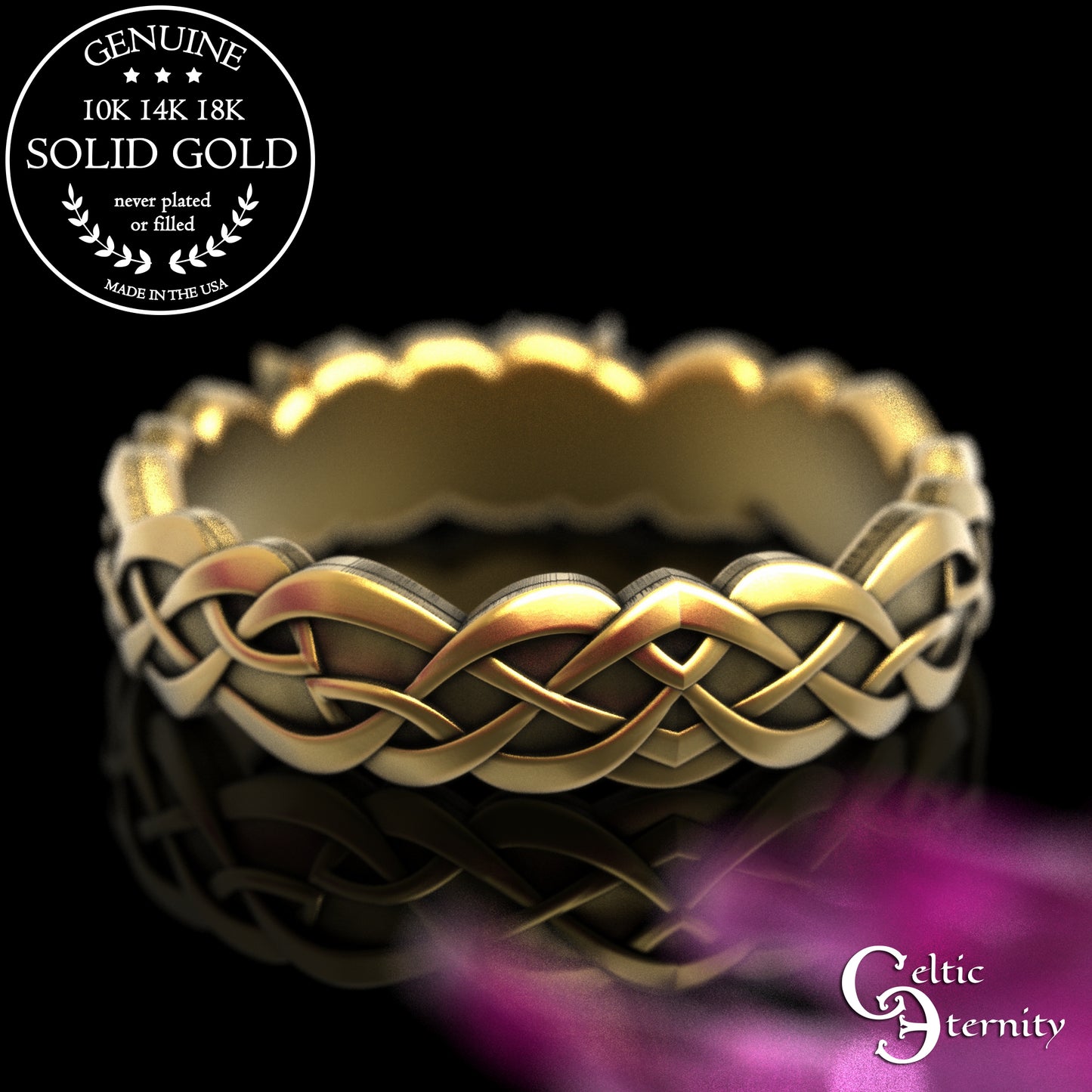 Gold or Platinum Woman's Celtic Cats Wedding Band, 2154