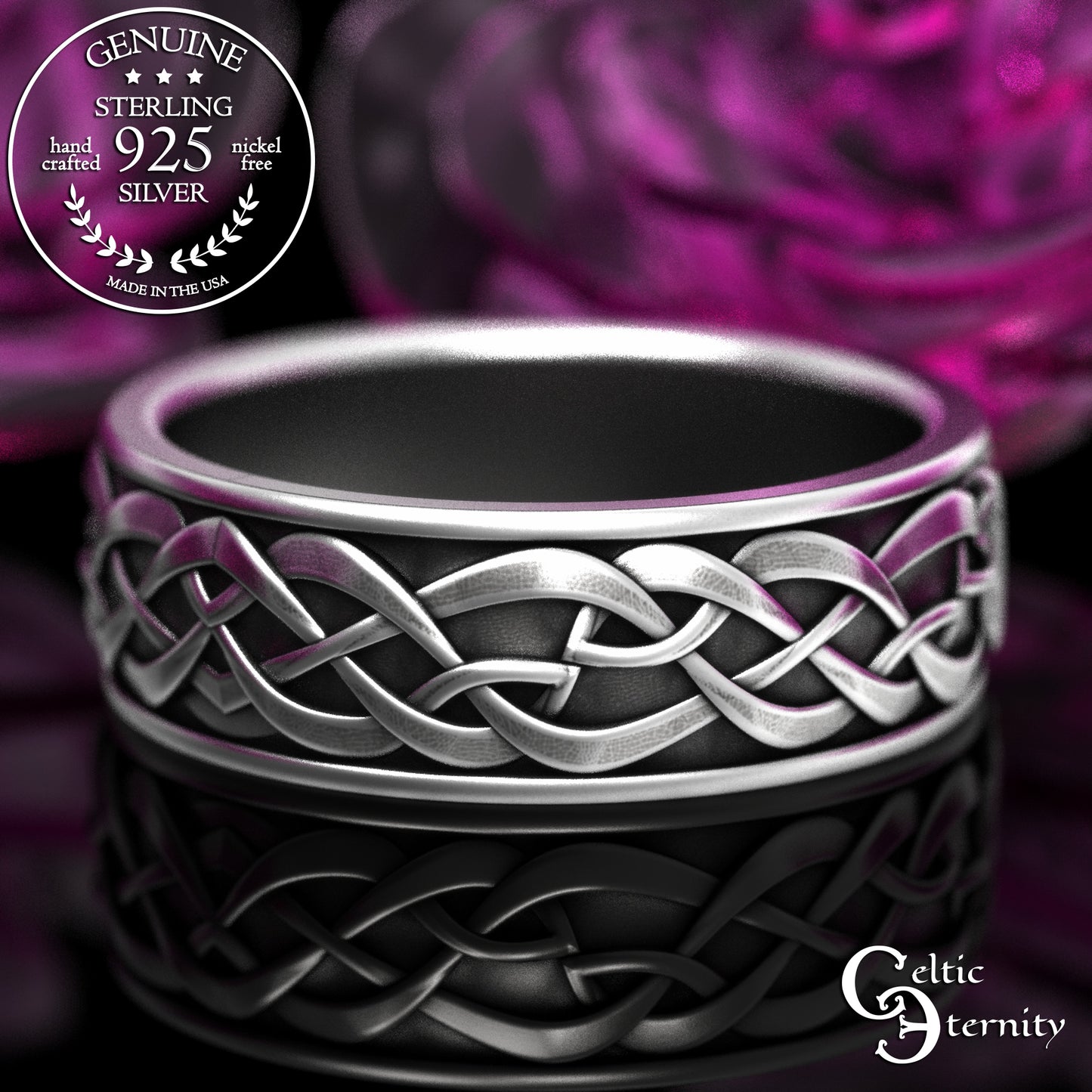 Men's Sterling Irish Cats Wedding Band, 2155