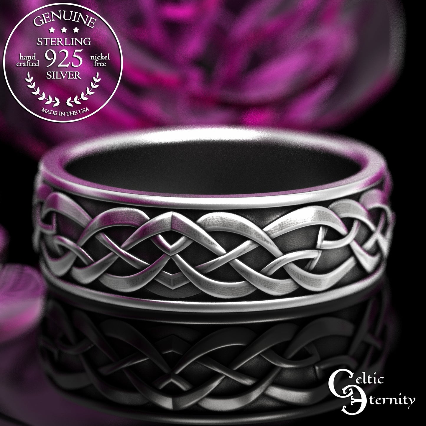 Matching Sterling Bride & Groom Scottish Cat Wedding Band Set, 2154 2155