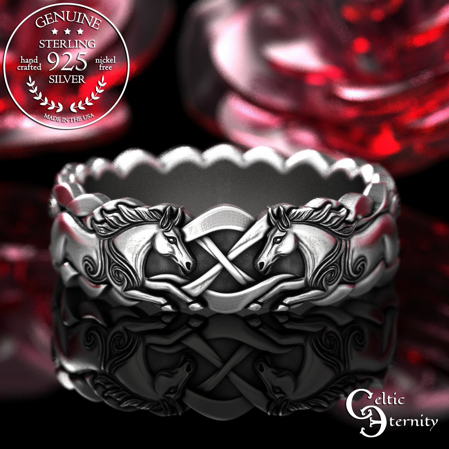 Woman's Sterling Wild Horses Wedding Band, 2157