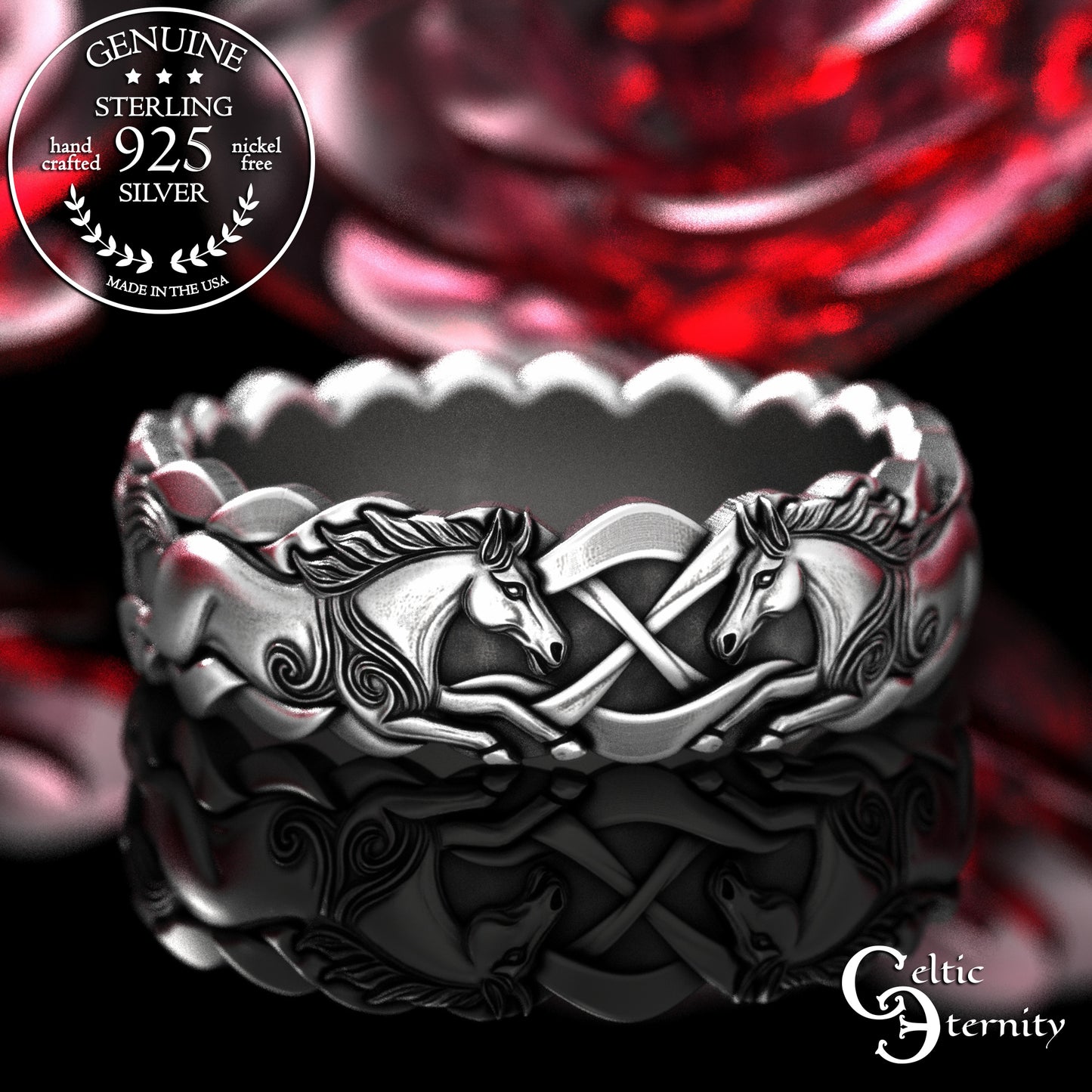 Woman's Sterling Wild Horses Wedding Band, 2157