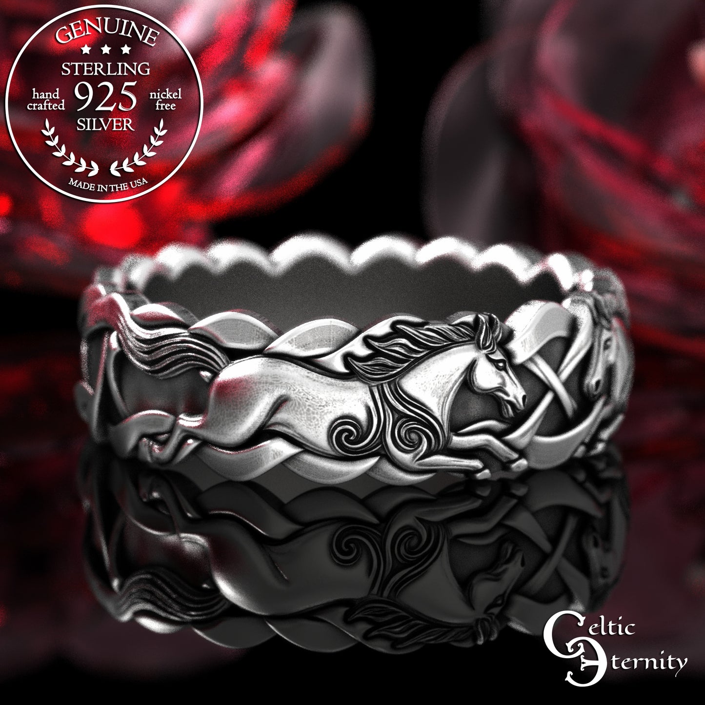 Matching His & Hers Horses Wedding Band Set, 2157 2158