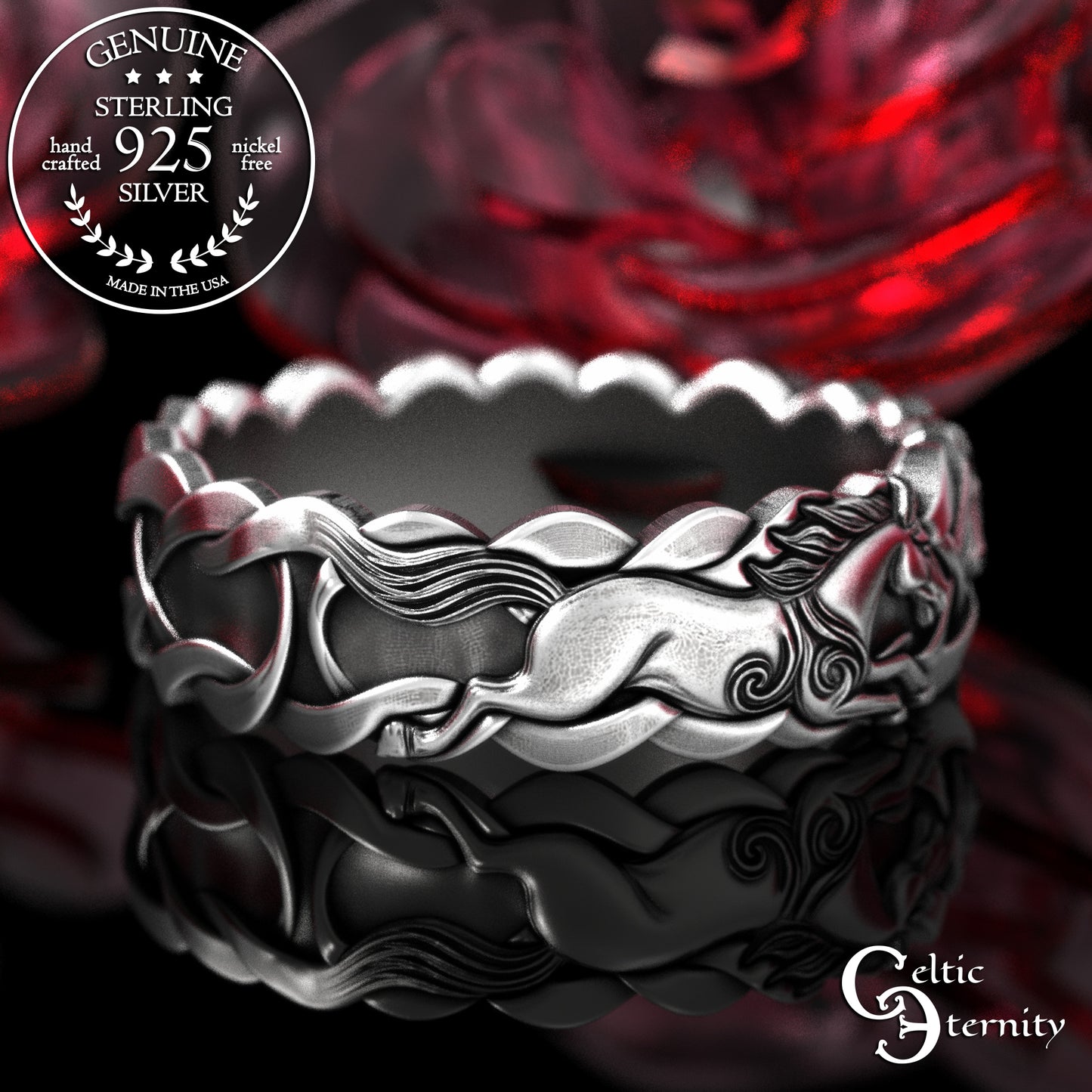 Woman's Sterling Wild Horses Wedding Band, 2157