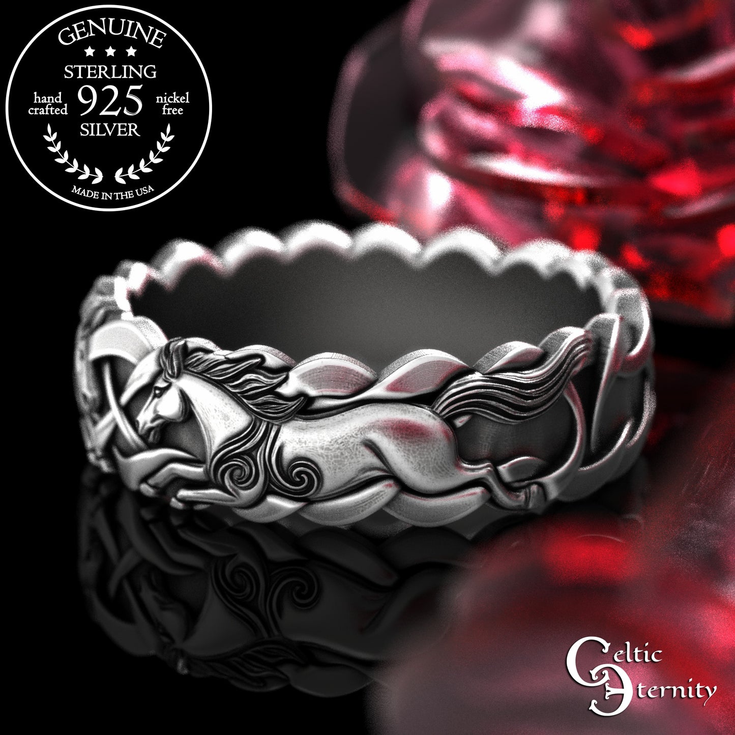 Woman's Sterling Wild Horses Wedding Band, 2157