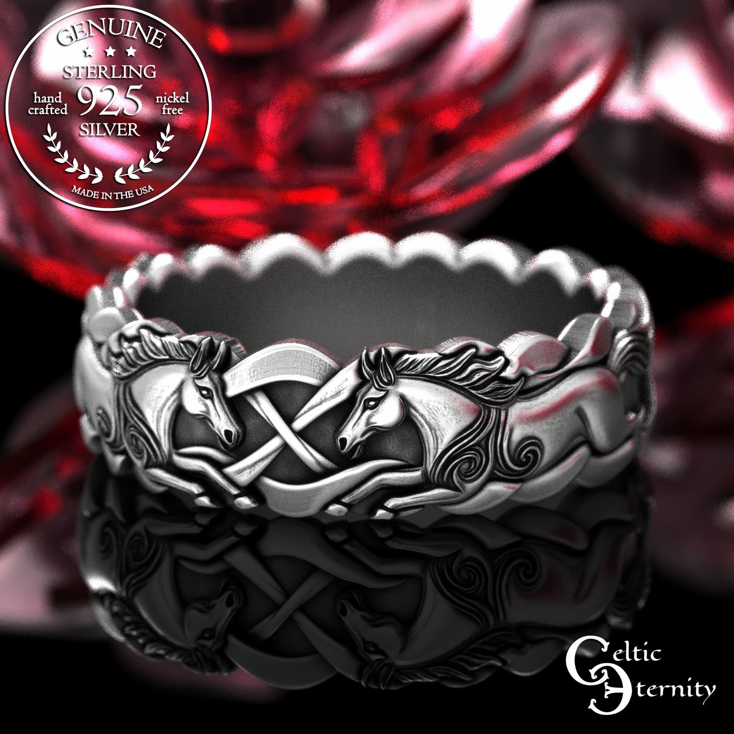 Woman's Sterling Wild Horses Wedding Band, 2157
