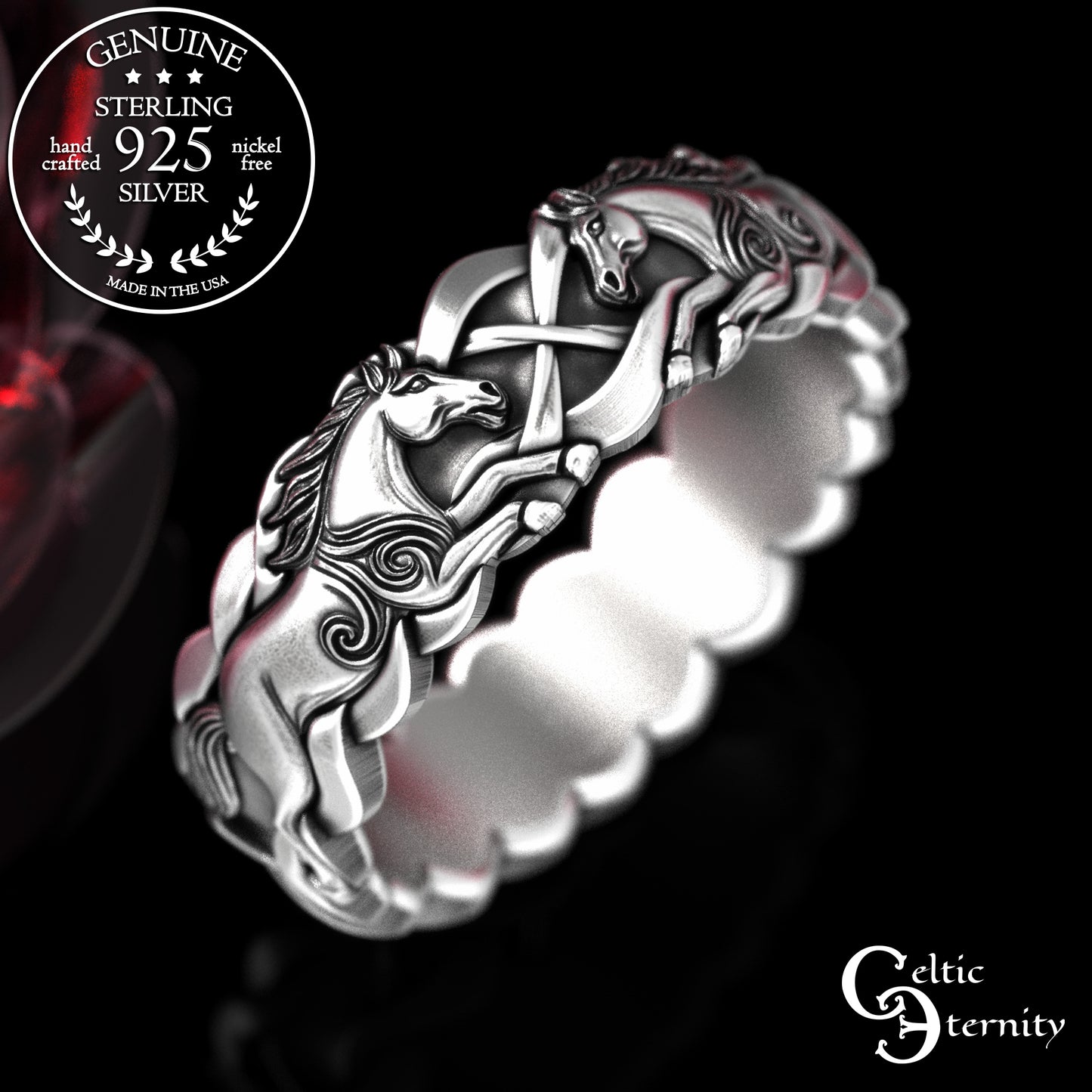 Woman's Sterling Wild Horses Wedding Band, 2157
