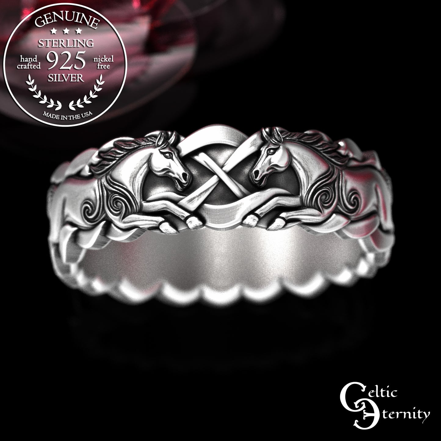 Woman's Sterling Wild Horses Wedding Band, 2157