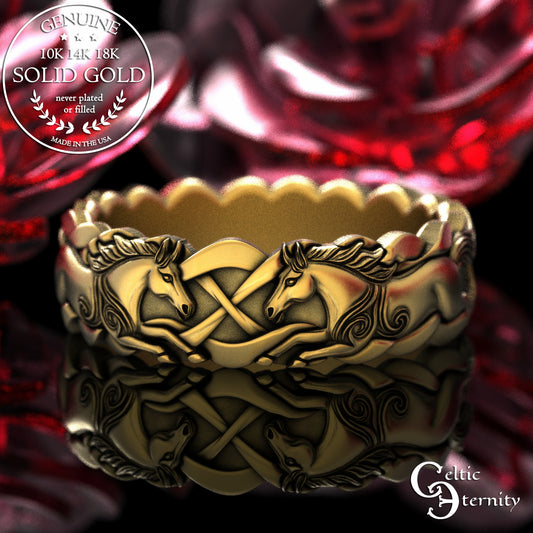 Woman's Gold or Platinum Wild Horses Wedding Band, 2157