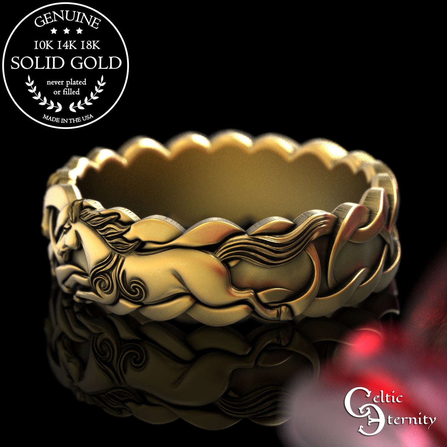 Woman's Gold or Platinum Wild Horses Wedding Band, 2157