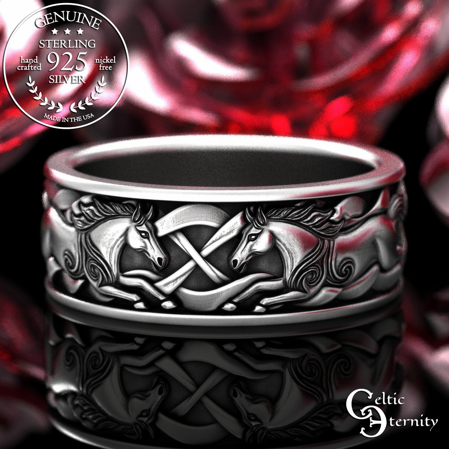 Matching His & Hers Horses Wedding Band Set, 2157 2158