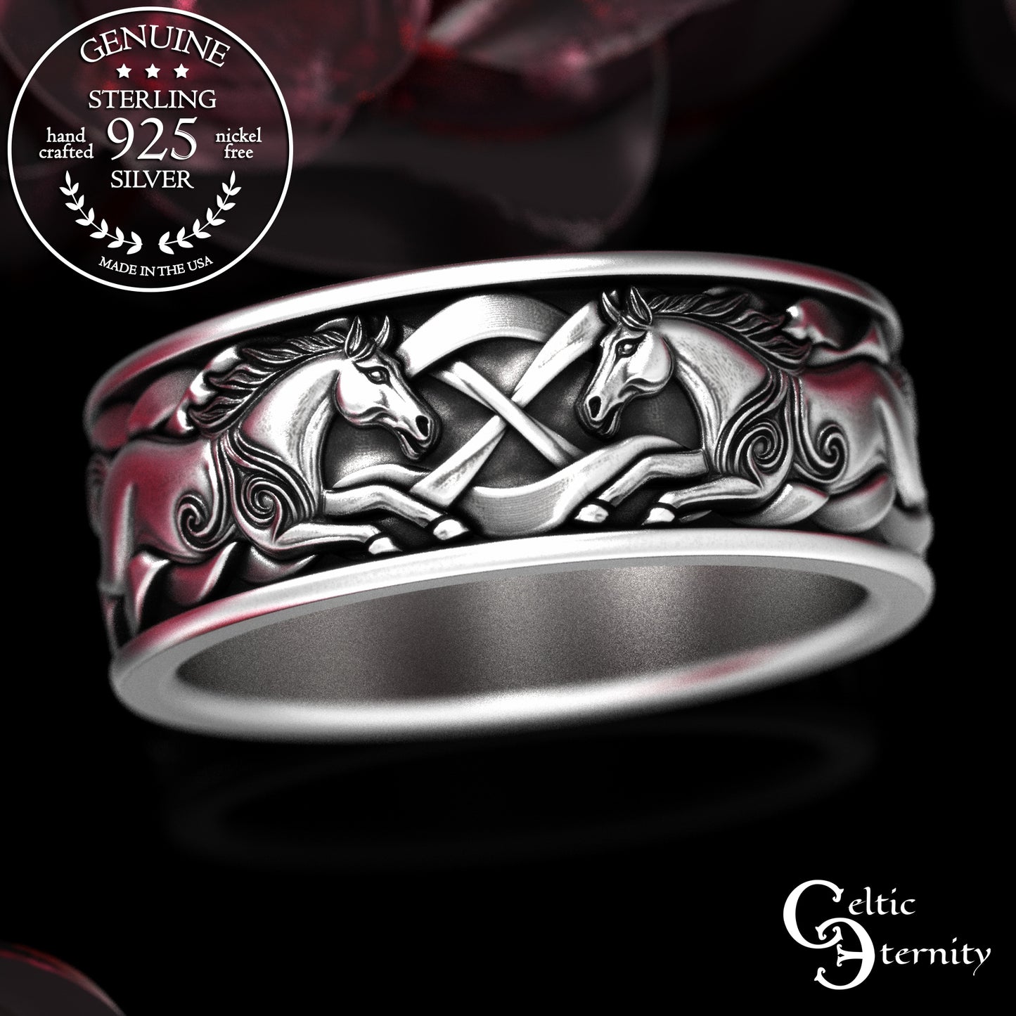 Men's Sterling Celtic Horses Wedding Band, 2158