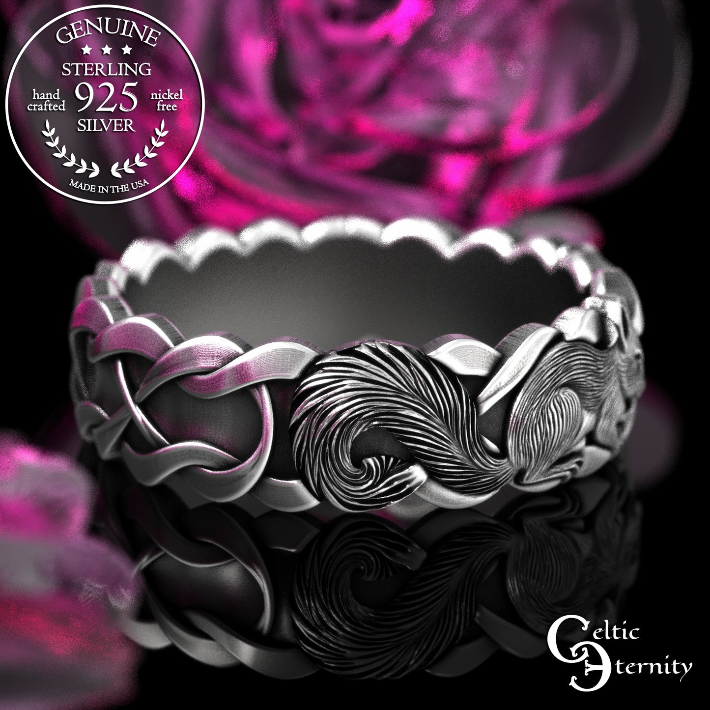 Sterling Silver Woman's Squirrel Wedding Band - Celtic Knotwork, 2159